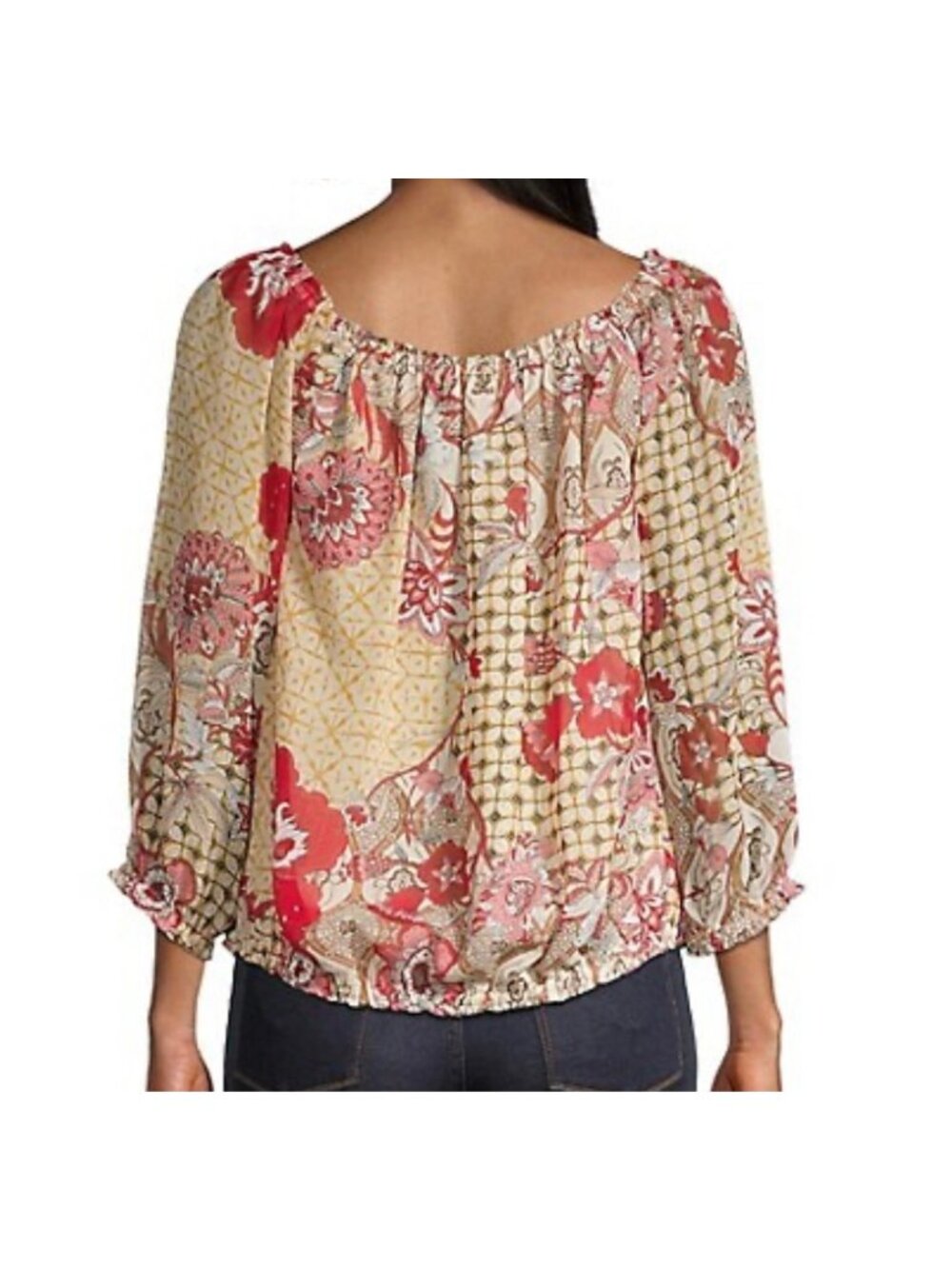 Tommy Hilfiger Women's Boho Floral Peasant Blouse Top L Hippie Cottagecore - Picture 6 of 11